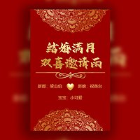 结婚满月酒双喜邀请函